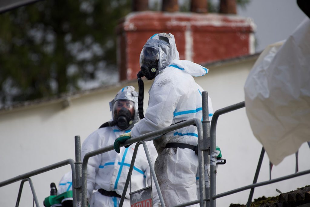 Hauts-de-france,,France-october,25,2021:,Asbestos,Removal,From,A,Rural,School